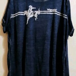 Wrangler Collaboration with MODCLOTH Distressed 4X Blue Graphic T-Shirt